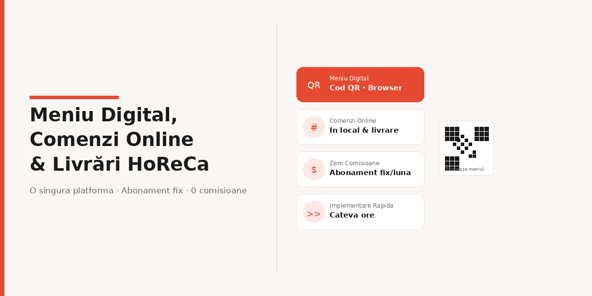 Meniu digital, comenzi online și livrări pe o singură platformă cu abonament lunar ieftin